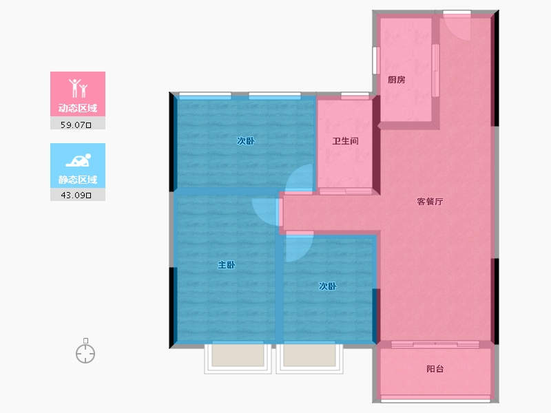 江苏省-连云港市-恒泰悦珑府-91.60-户型库-动静分区