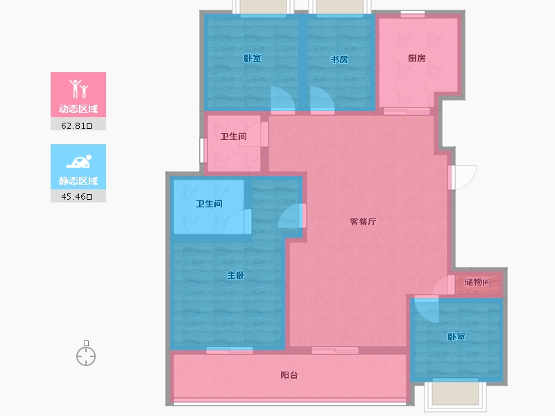 江苏省-镇江市-融创·京源里-95.40-户型库-动静分区