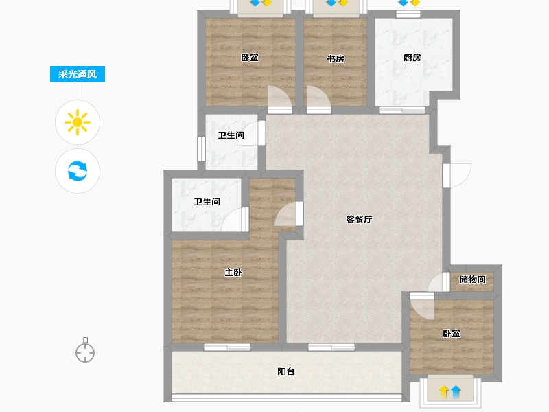 江苏省-镇江市-融创·京源里-95.40-户型库-采光通风