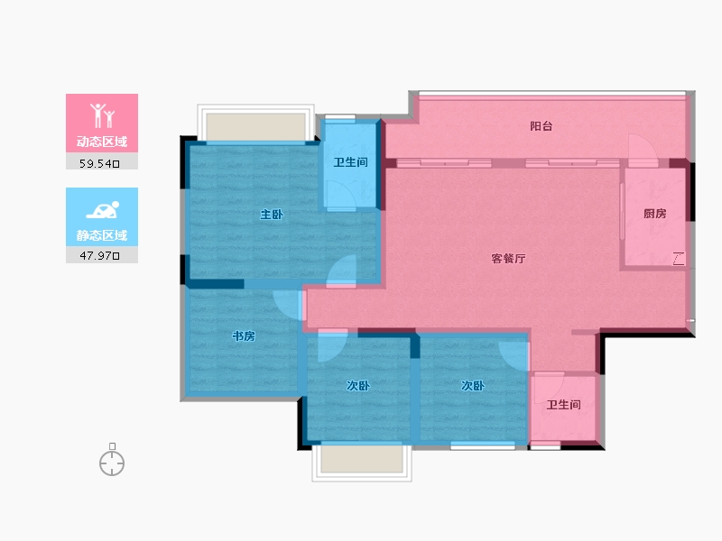 贵州省-遵义市-鑫湖澜悦台-96.17-户型库-动静分区