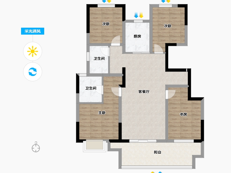 河南省-商丘市-润泓·壹号城邦-106.01-户型库-采光通风