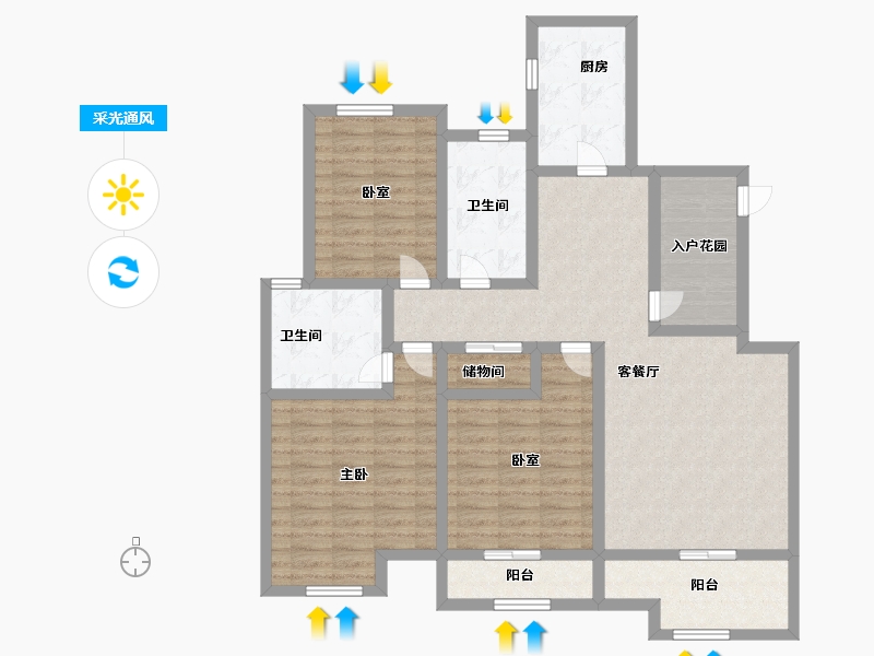 江苏省-镇江市-荔湾城-114.00-户型库-采光通风