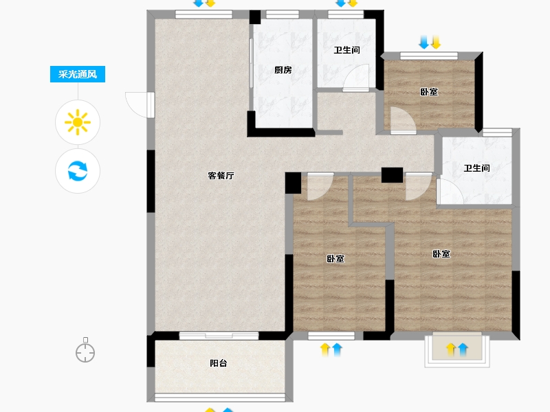 河南省-商丘市-亿洲·山水学府-95.00-户型库-采光通风