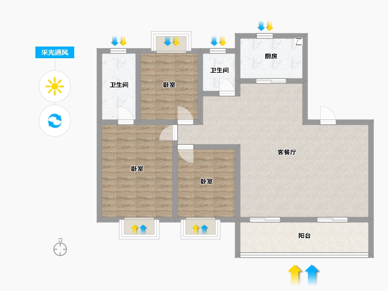 江苏省-镇江市-融创·京源里-103.06-户型库-采光通风