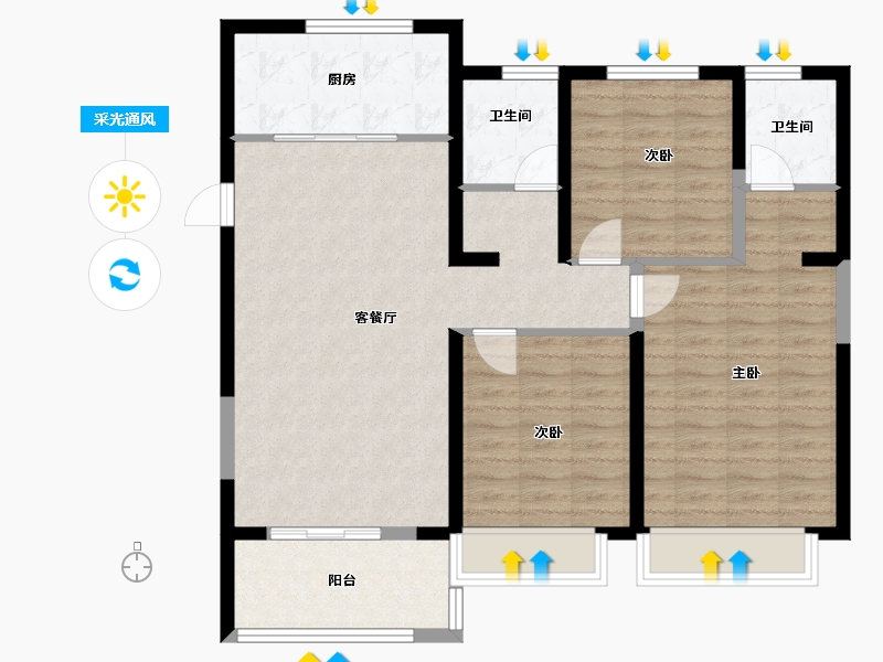 河南省-新乡市-高晟福润城-96.84-户型库-采光通风