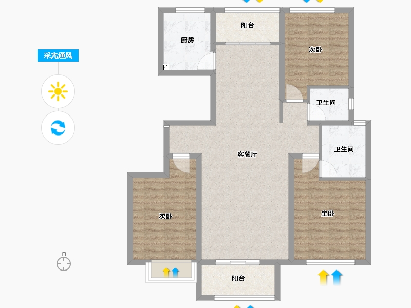 河南省-商丘市-运河壹号院-104.86-户型库-采光通风