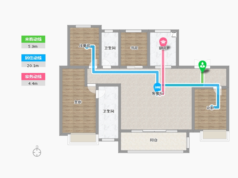 陕西省-渭南市-渭南万科城-110.00-户型库-动静线