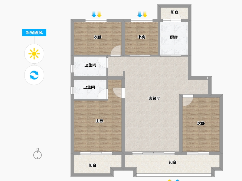 河南省-商丘市-碧桂园天悦三期-116.04-户型库-采光通风