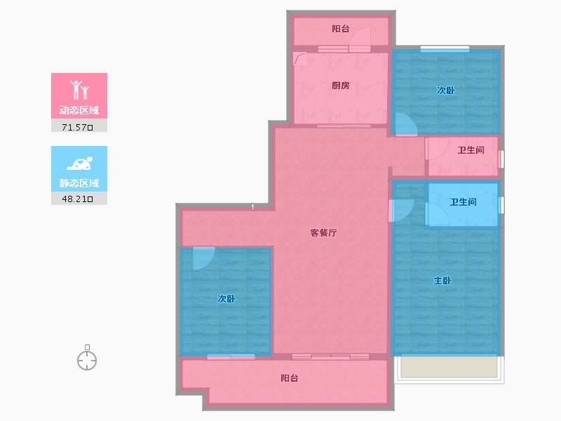 河南省-商丘市-碧桂园天悦三期-108.09-户型库-动静分区