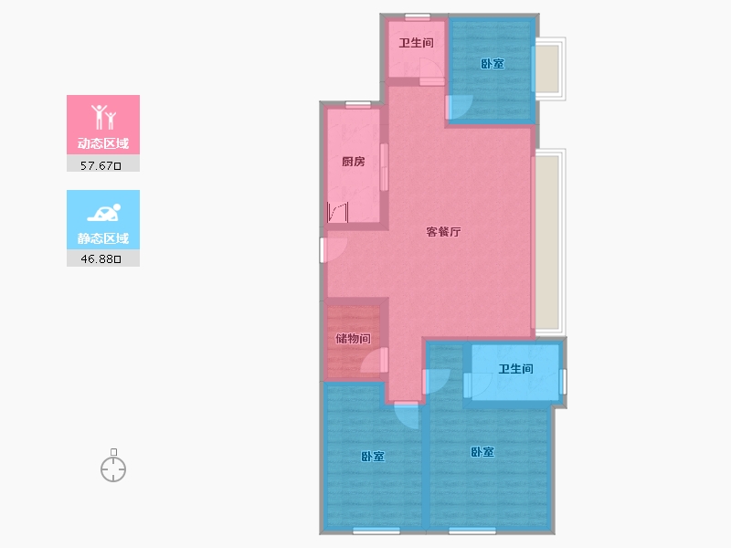 江苏省-镇江市-万科金域蓝湾-92.01-户型库-动静分区