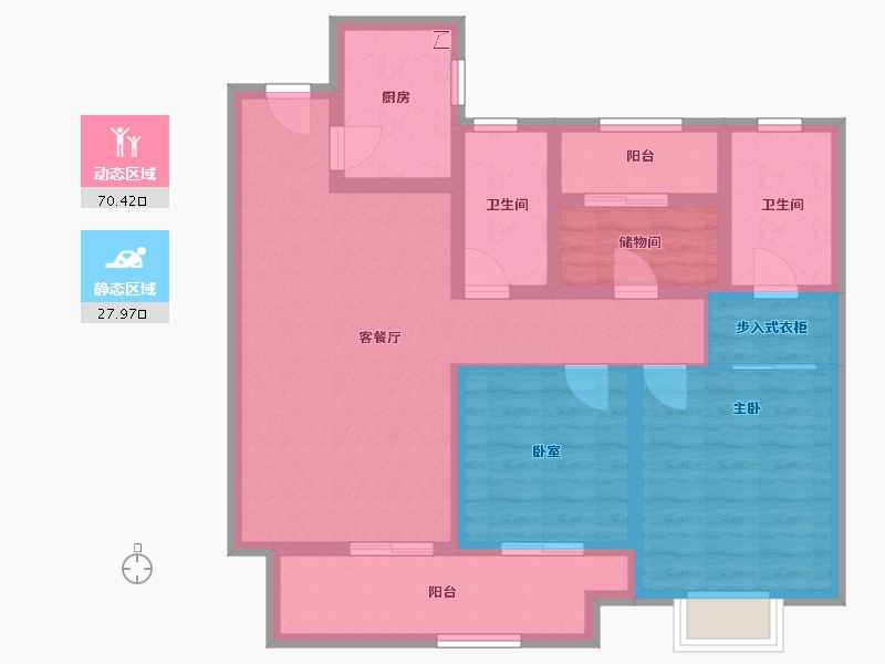 江苏省-镇江市-中南·锦悦-86.41-户型库-动静分区