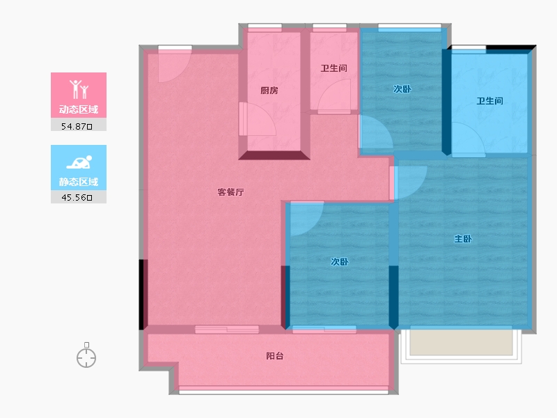 辽宁省-阜新市-上铁叶海华庭-89.61-户型库-动静分区