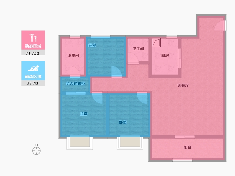 江苏省-镇江市-万科金域蓝湾-92.00-户型库-动静分区