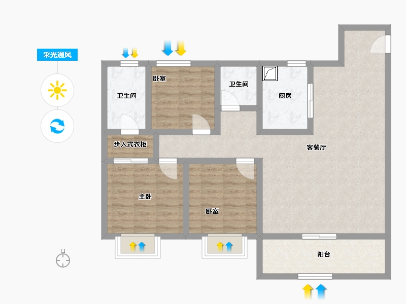 江苏省-镇江市-万科金域蓝湾-92.00-户型库-采光通风