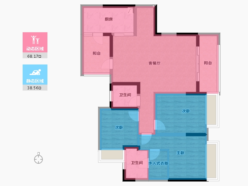 重庆-重庆市-中国铁建東林道-94.29-户型库-动静分区