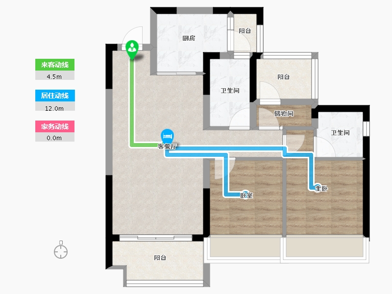 四川省-达州市-碧桂园珑樾湾-68.65-户型库-动静线