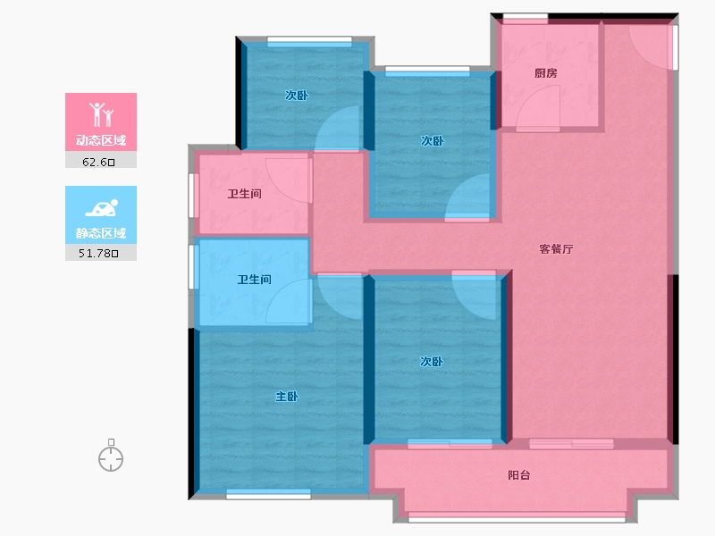 辽宁省-阜新市-上铁叶海华庭-102.40-户型库-动静分区