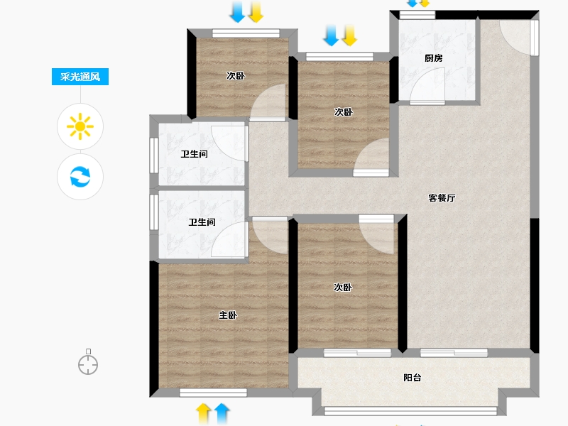 辽宁省-阜新市-上铁叶海华庭-102.40-户型库-采光通风