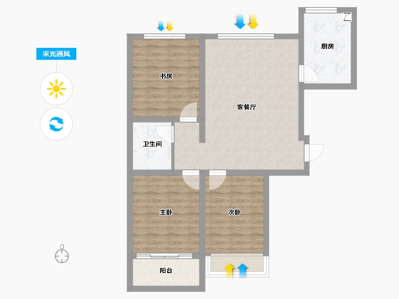 山西省-晋中市-新富嘉苑二期-76.04-户型库-采光通风