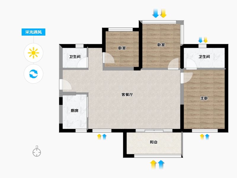 四川省-达州市-碧桂园珑樾湾-80.28-户型库-采光通风