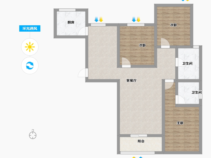 河北省-保定市-乾城华府-94.61-户型库-采光通风