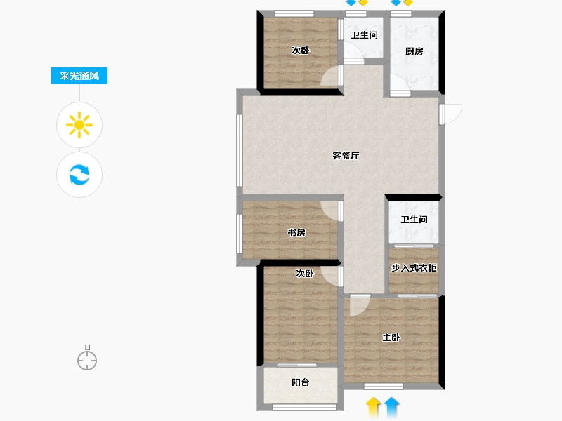 辽宁省-阜新市-双池花园-93.89-户型库-采光通风