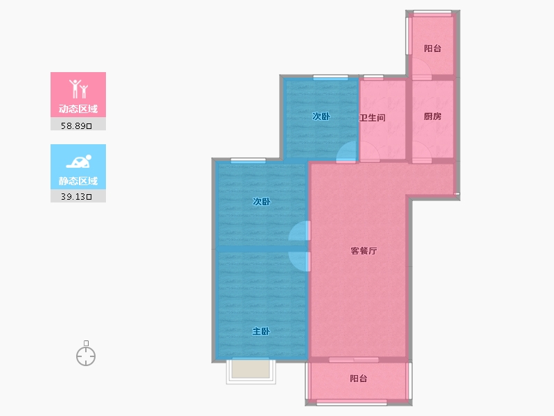 安徽省-蚌埠市-通成紫都顺苑-87.45-户型库-动静分区