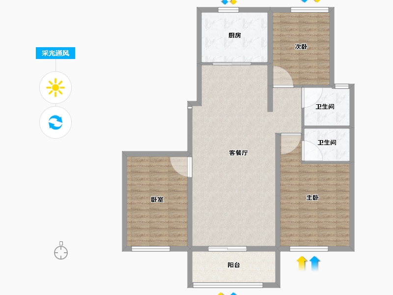 辽宁省-阜新市-孔望尚府-109.61-户型库-采光通风