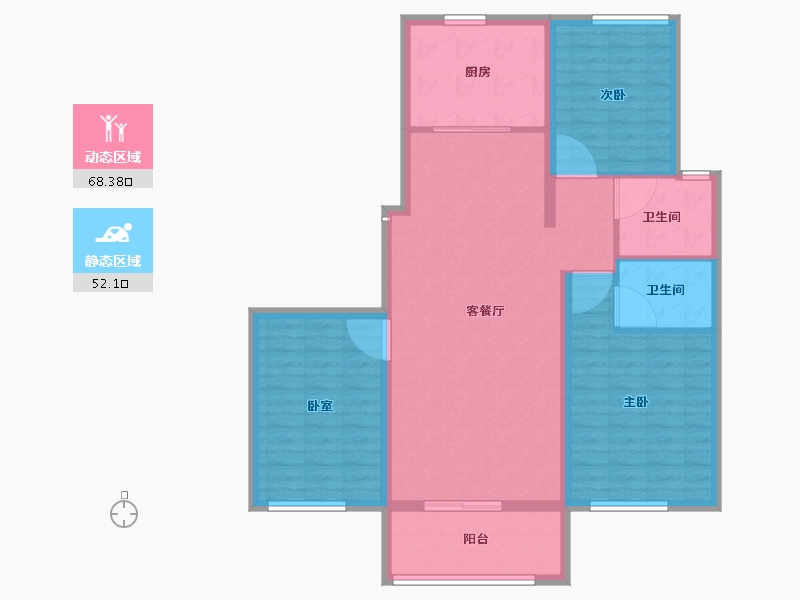 辽宁省-阜新市-孔望尚府-109.61-户型库-动静分区