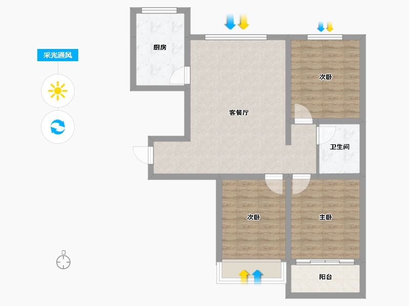 山西省-晋中市-新富嘉苑二期-78.98-户型库-采光通风