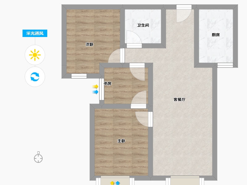 河北省-保定市-爱情城-54.75-户型库-采光通风