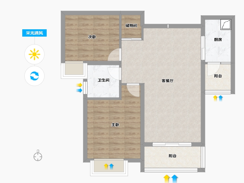 安徽省-蚌埠市-通成紫都顺苑-70.48-户型库-采光通风