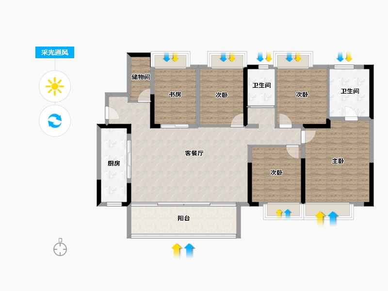 江西省-九江市-碧桂园·江屿城-141.24-户型库-采光通风