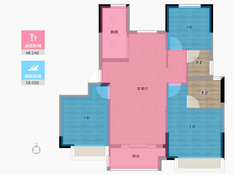 浙江省-湖州市-海伦堡海伦湾-84.95-户型库-动静分区