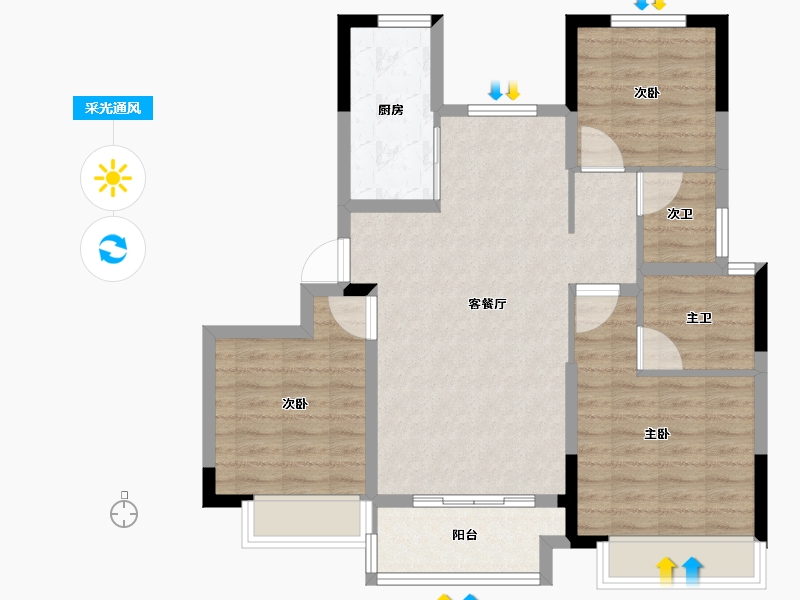 浙江省-湖州市-海伦堡海伦湾-84.95-户型库-采光通风