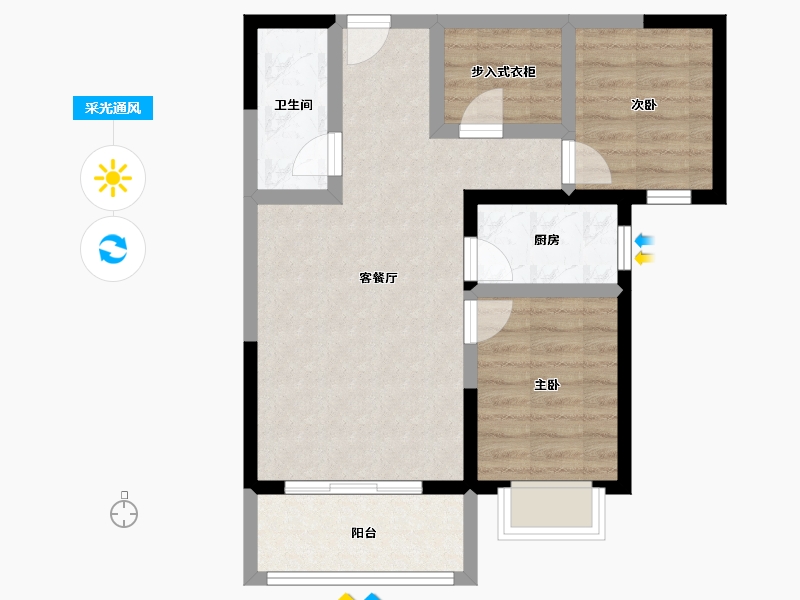 河北省-保定市-乾城华府-61.23-户型库-采光通风