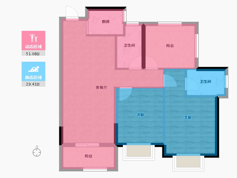 广西壮族自治区-柳州市-龙光玖珑府观山苑-71.90-户型库-动静分区