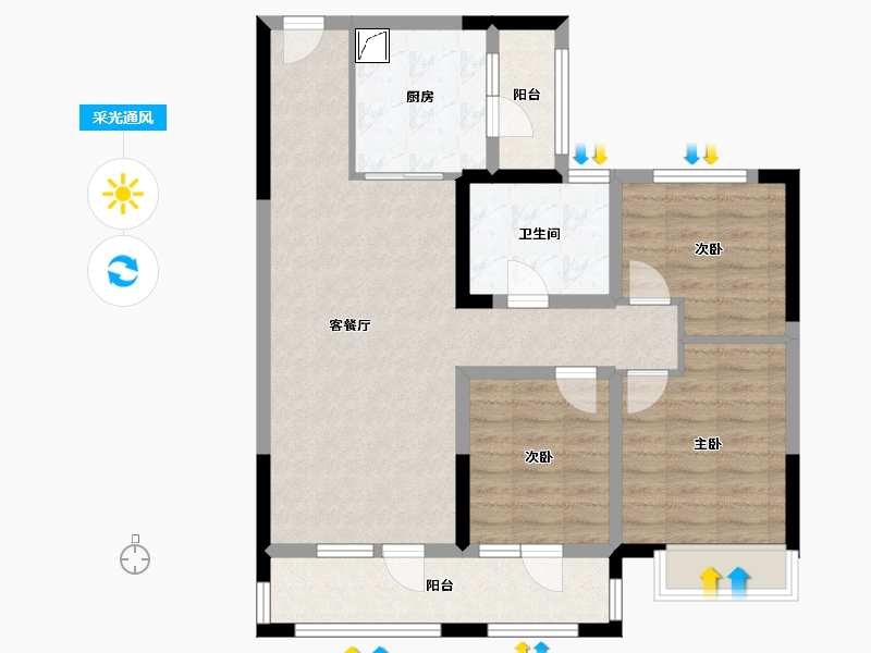 山东省-济宁市-青特星城-85.61-户型库-采光通风