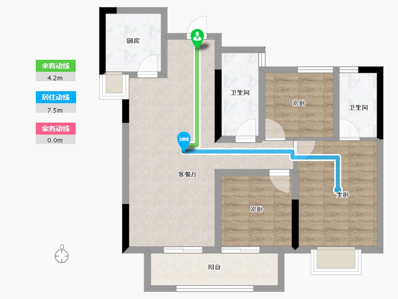 湖南省-长沙市-鑫湘雅韵-76.45-户型库-动静线