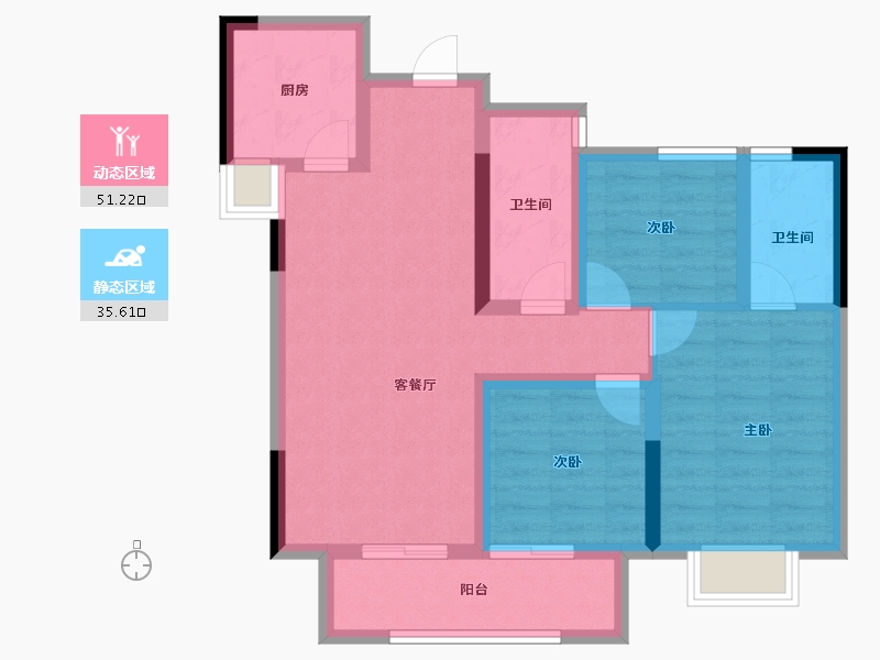 湖南省-长沙市-鑫湘雅韵-76.45-户型库-动静分区