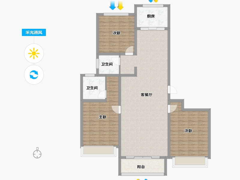 山西省-晋中市-榆次锦绣园（三期)-122.19-户型库-采光通风