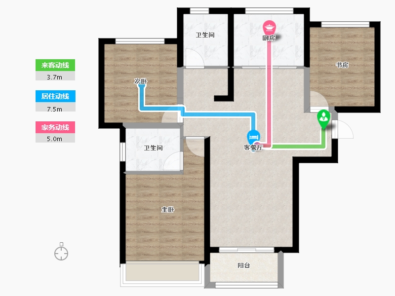 山西省-晋中市-榆次锦绣园（三期)-87.99-户型库-动静线