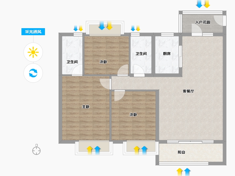 江西省-九江市-庐山碧桂园-96.96-户型库-采光通风