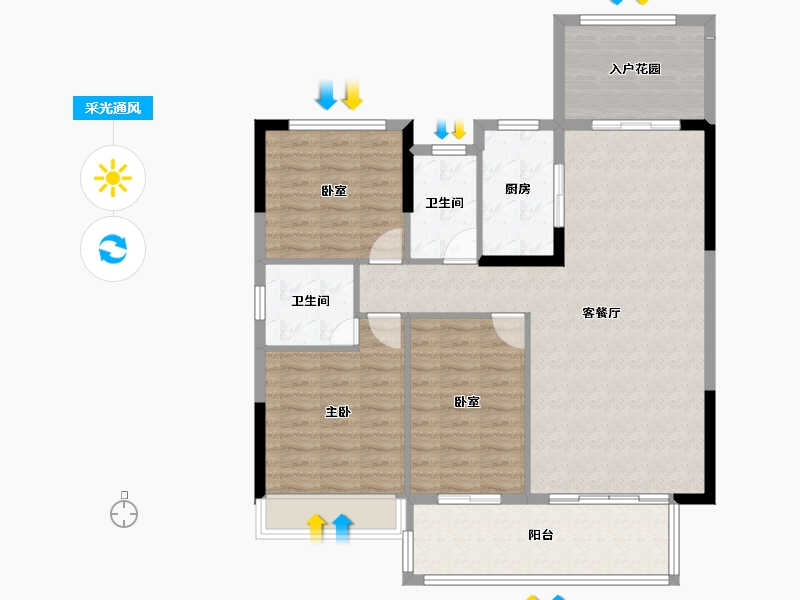 陕西省-安康市-汉水悦府-107.20-户型库-采光通风