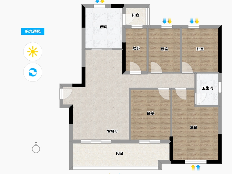 广西壮族自治区-桂林市-花语倾城-124.00-户型库-采光通风