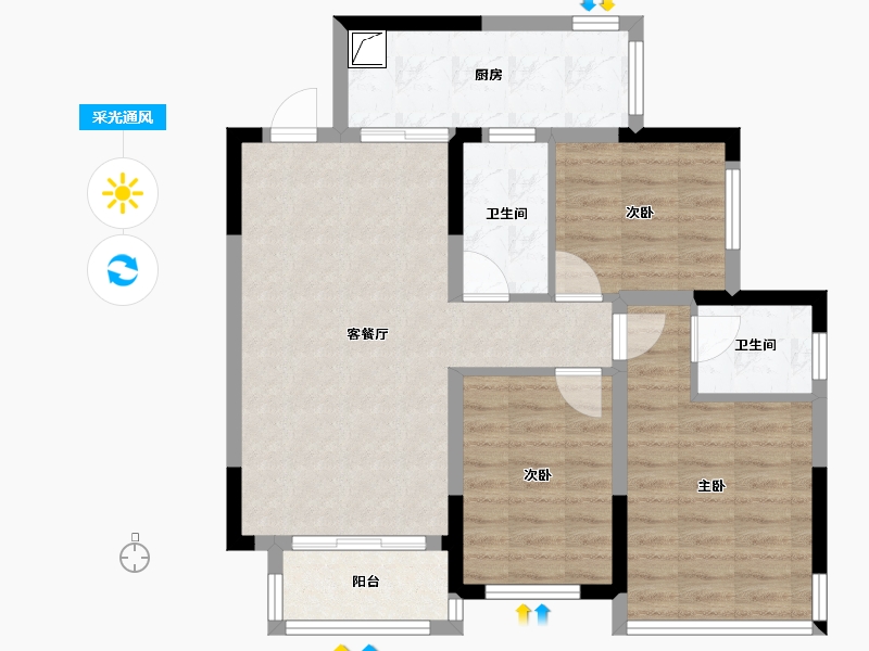 四川省-达州市-现代学府-76.72-户型库-采光通风