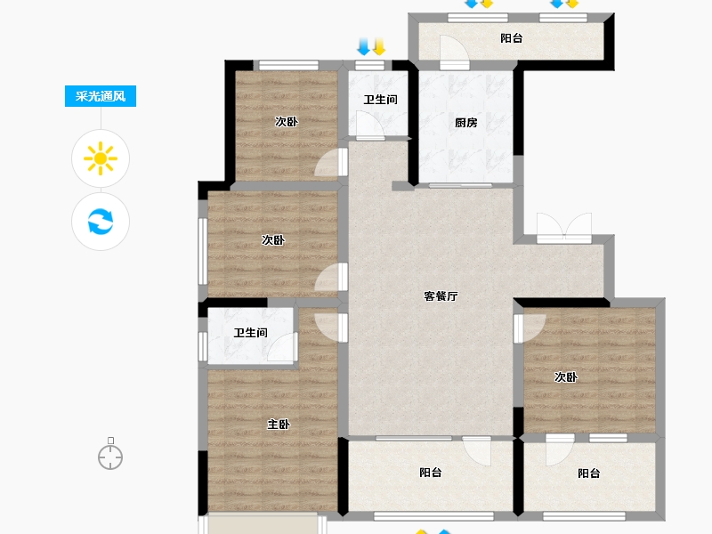 山东省-济宁市-青特星城-109.60-户型库-采光通风