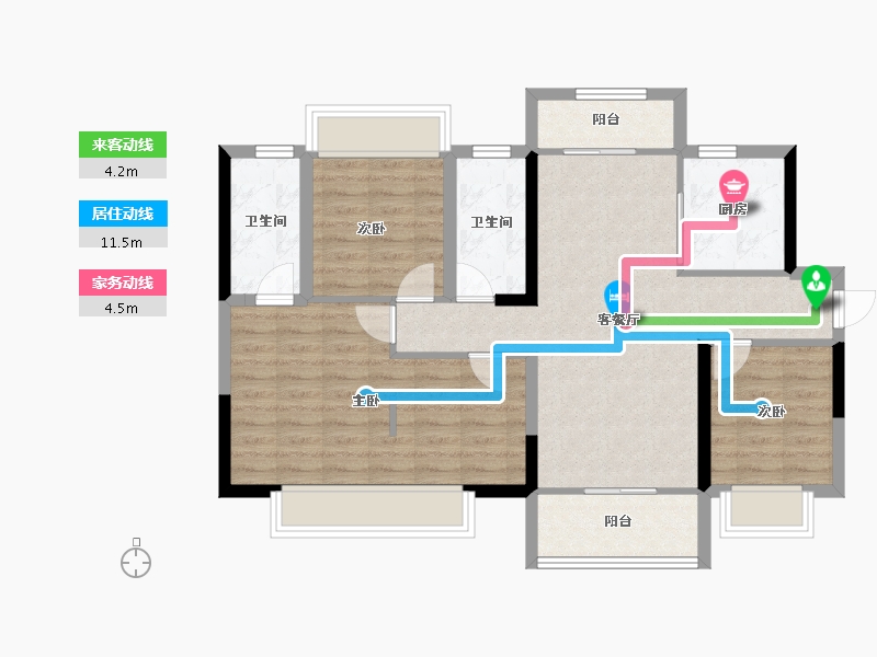 广西壮族自治区-柳州市-龙光玖珑府观山苑-86.79-户型库-动静线