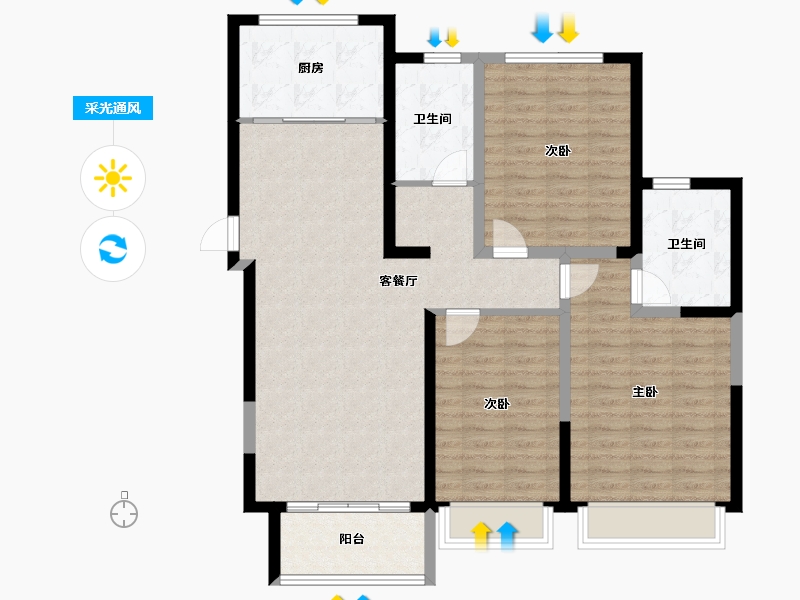 山西省-晋中市-榆次锦绣园（三期)-107.94-户型库-采光通风