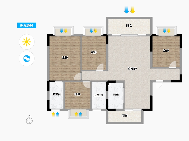 贵州省-遵义市-赤水碧桂园-111.79-户型库-采光通风